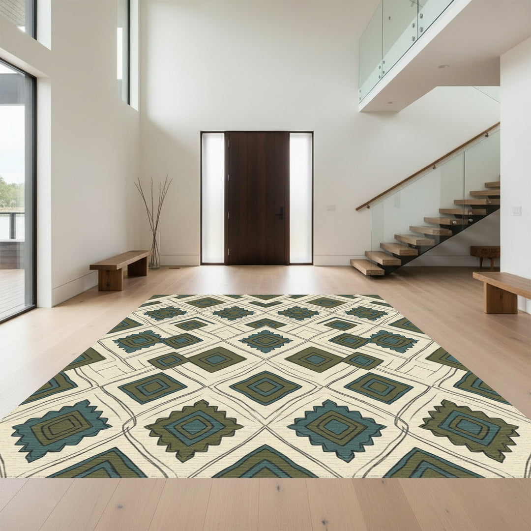 Earth Tones Diamond Geometric Rug