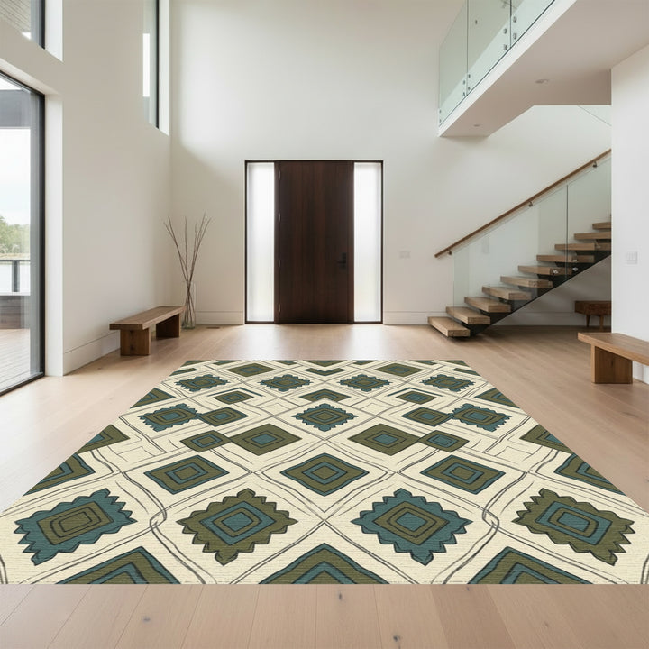 Earth Tones Diamond Geometric Rug