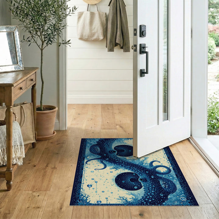 Octopus Tentacle Blue Teal Area Rug
