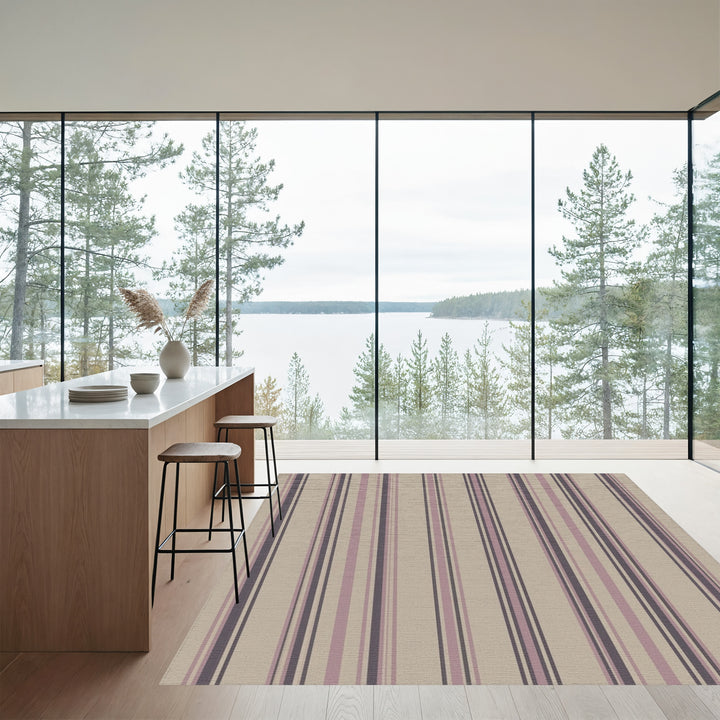 Subtle Plum Stripe Texture Rug