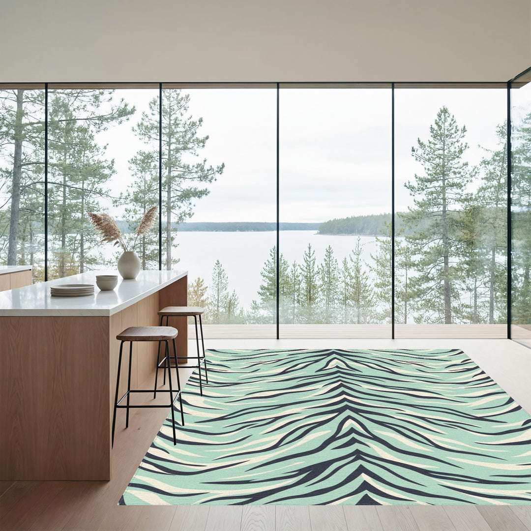 Mint Aqua Tiger Stripe Rug