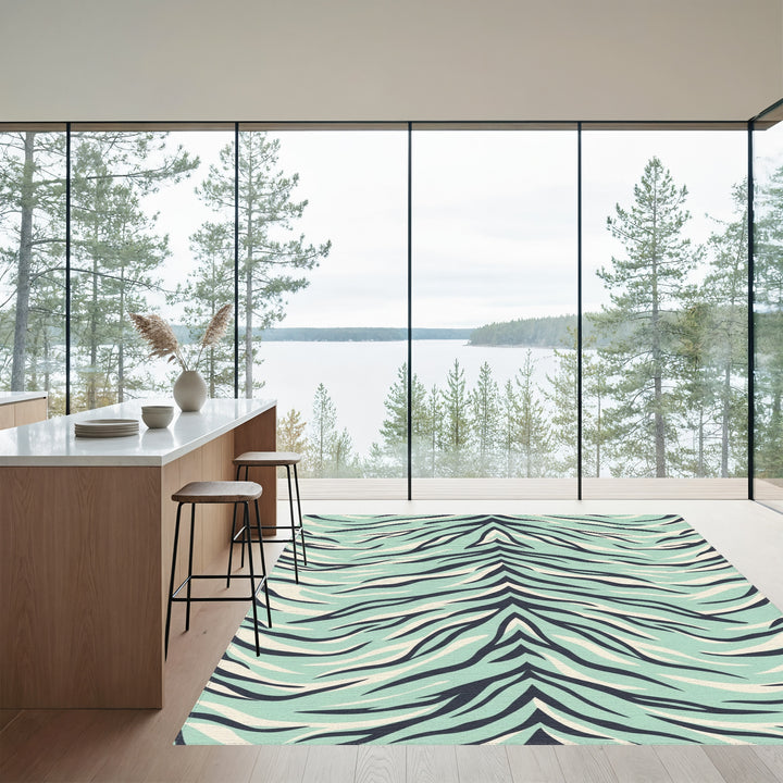 Mint Aqua Tiger Stripe Rug