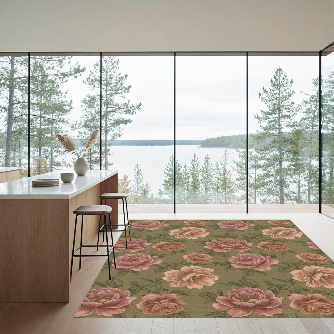 Vintage Rose Blossom Garden Rug
