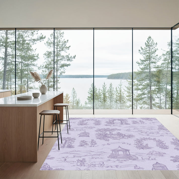Pastoral Landscape Romantic Scene Lavender Rug