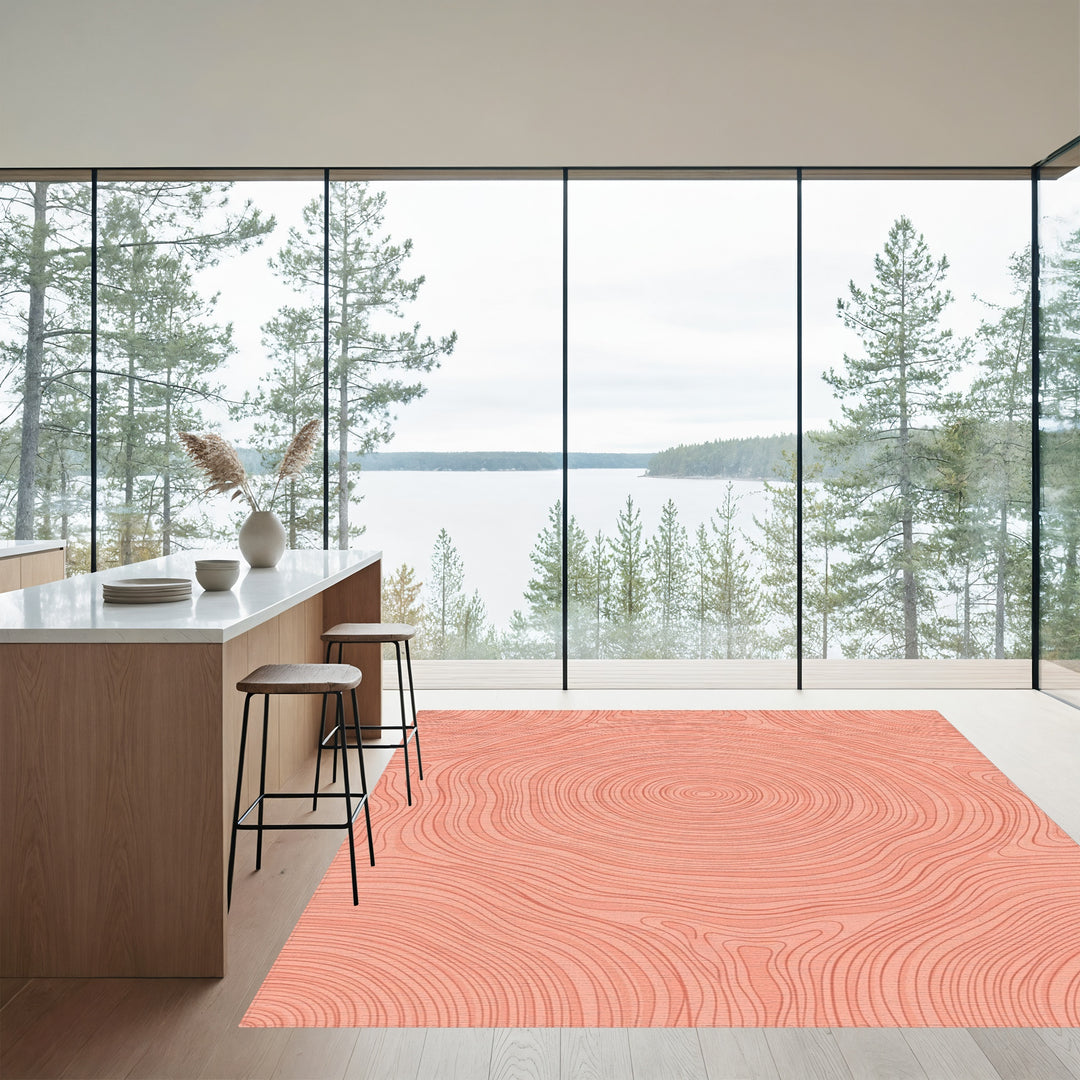 Coral Wood Grain Contour Rug