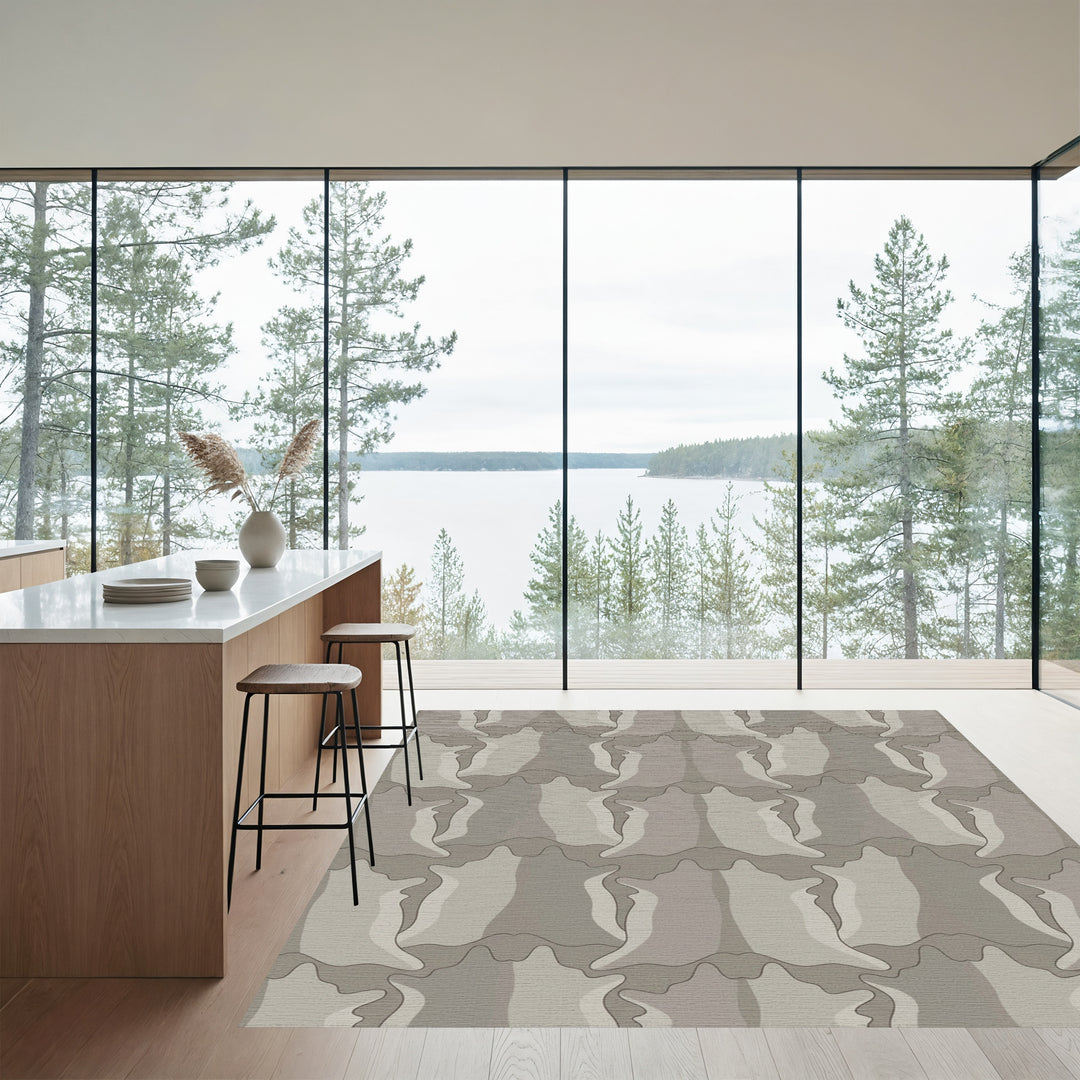 Earthy Neutral Organic Organic Forms Rug