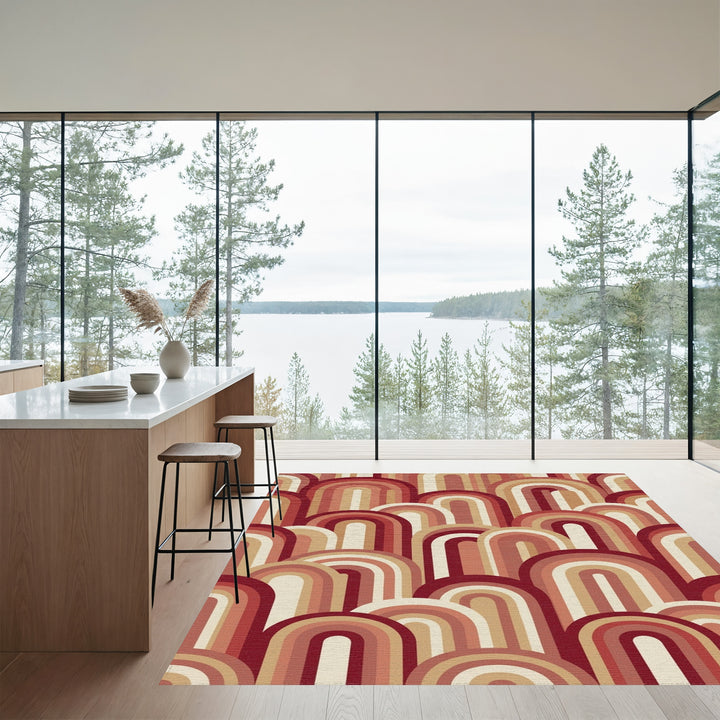 Retro Arc Arch Rainbow Tones Rug