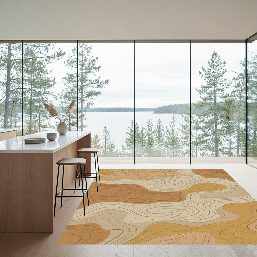 Earthy Tone Contour Abstract Rug