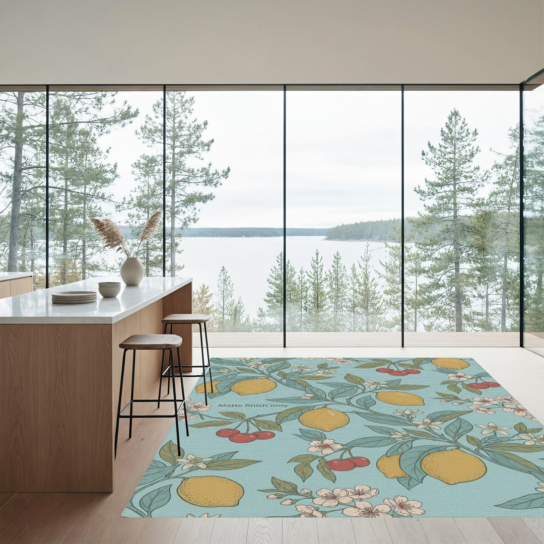 Vintage Yellow Lemon Cherry Blossom Rug