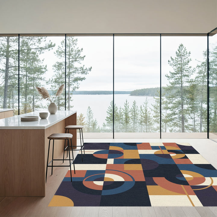 Mid Century Modern Geometric Assemblage Rug