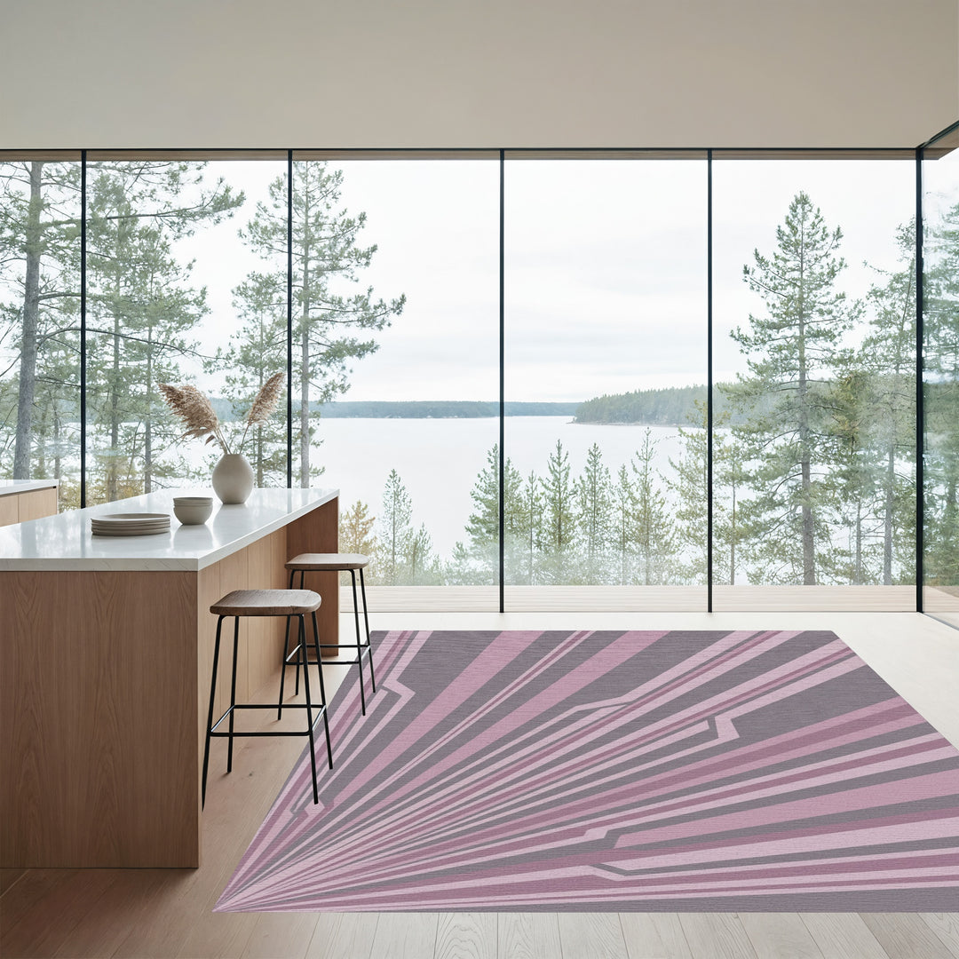 Mauve Pink Rayed Geometric Rug