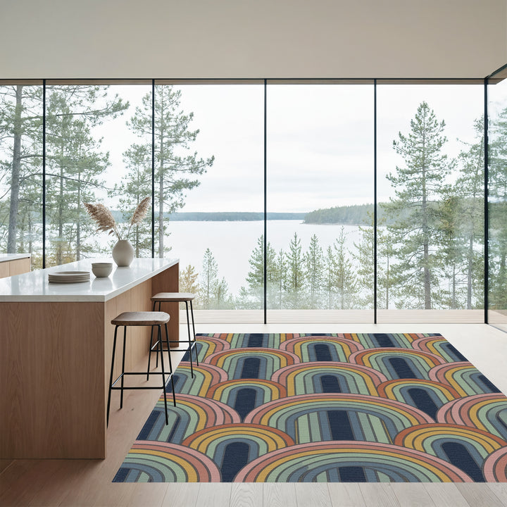 Colorful Arc Mid Century Modern Rug