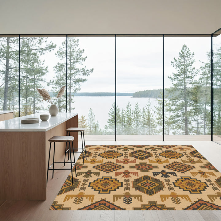 Rustic Earth Tones Sunburst Eagle Rug