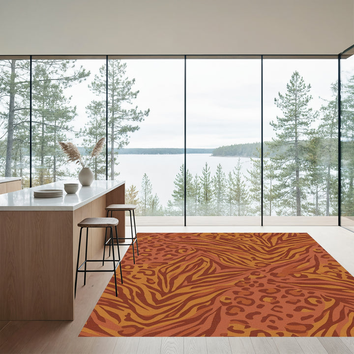 Crimson Leopard Zebra Mix Rug
