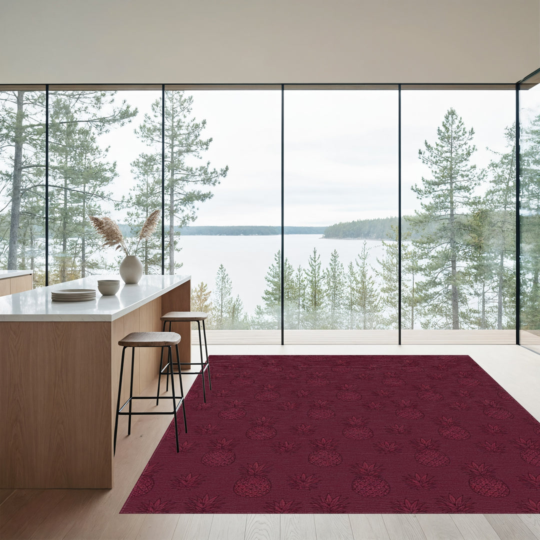 Rich Burgundy Pineapple Repeating Elements Rug