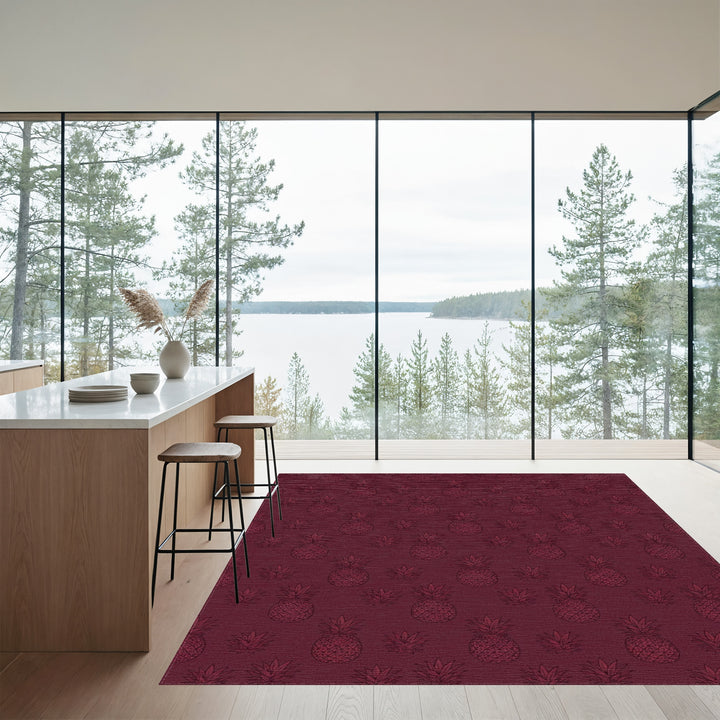 Rich Burgundy Pineapple Repeating Elements Rug