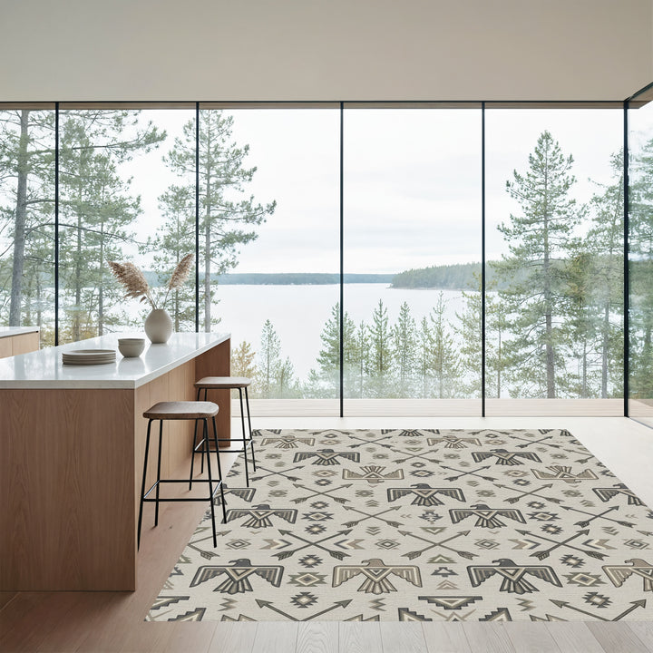 Thunderbird Arrows Neutral Earth Tones Rug