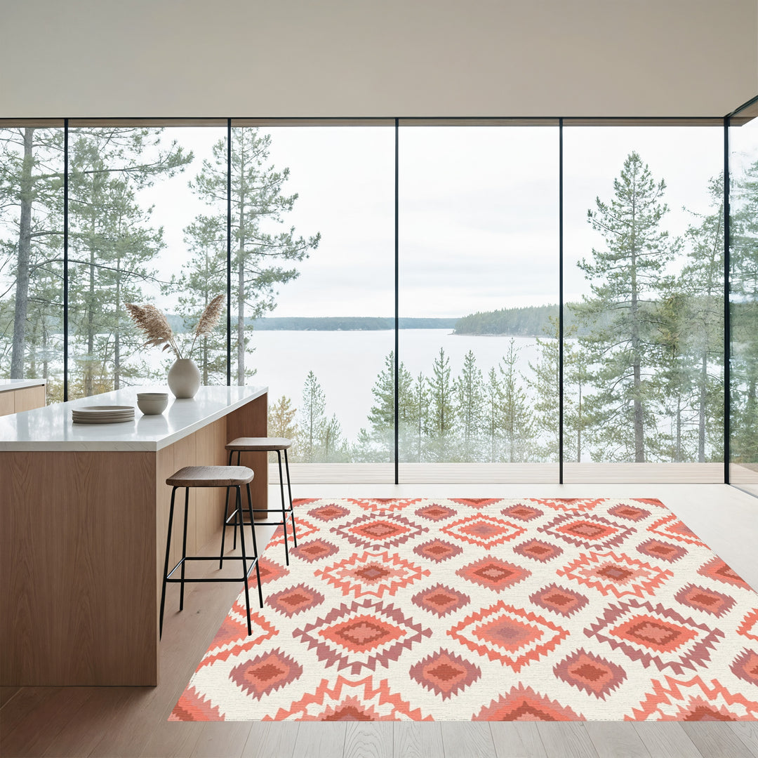 Terracotta Tribal Diamond Medallion Rug
