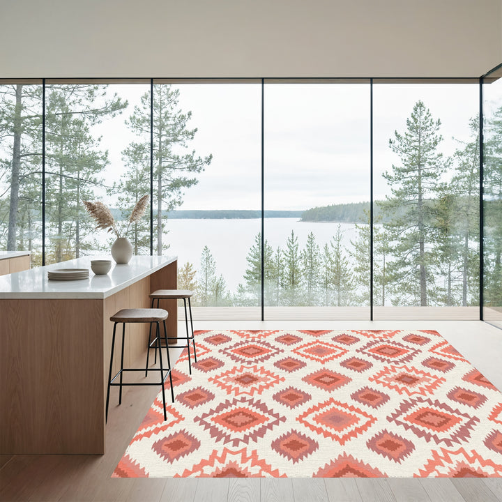 Terracotta Tribal Diamond Medallion Rug