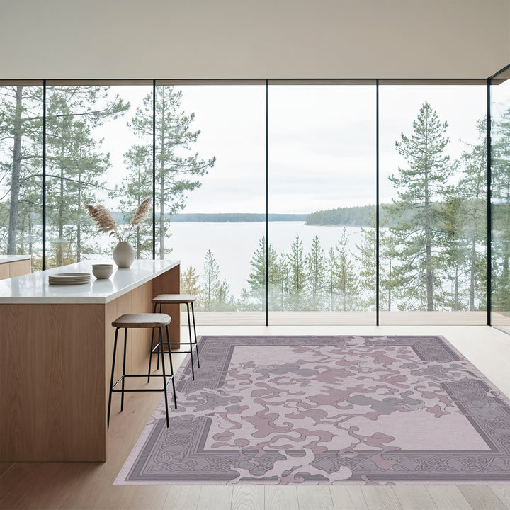 Subtle Gray Amorphous Border Rug