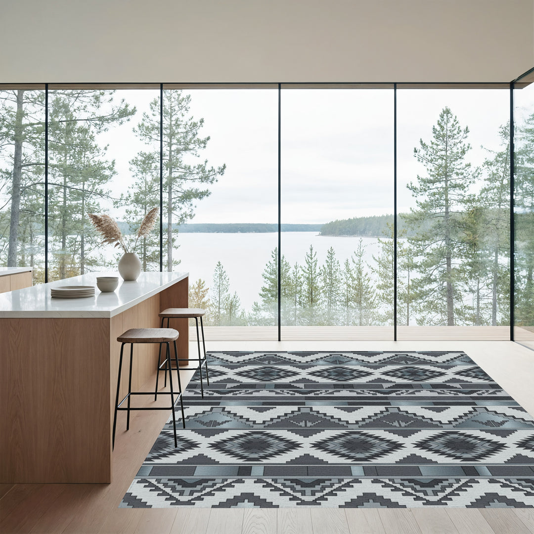 Faceted Geometric Diamond Stripes Rug