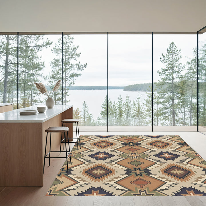 Earthy Diamond Star Geometric Rug