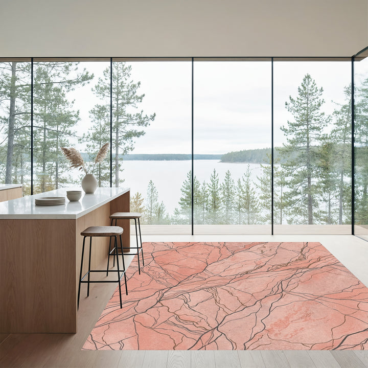 Coral Pink Stone Veins Rug