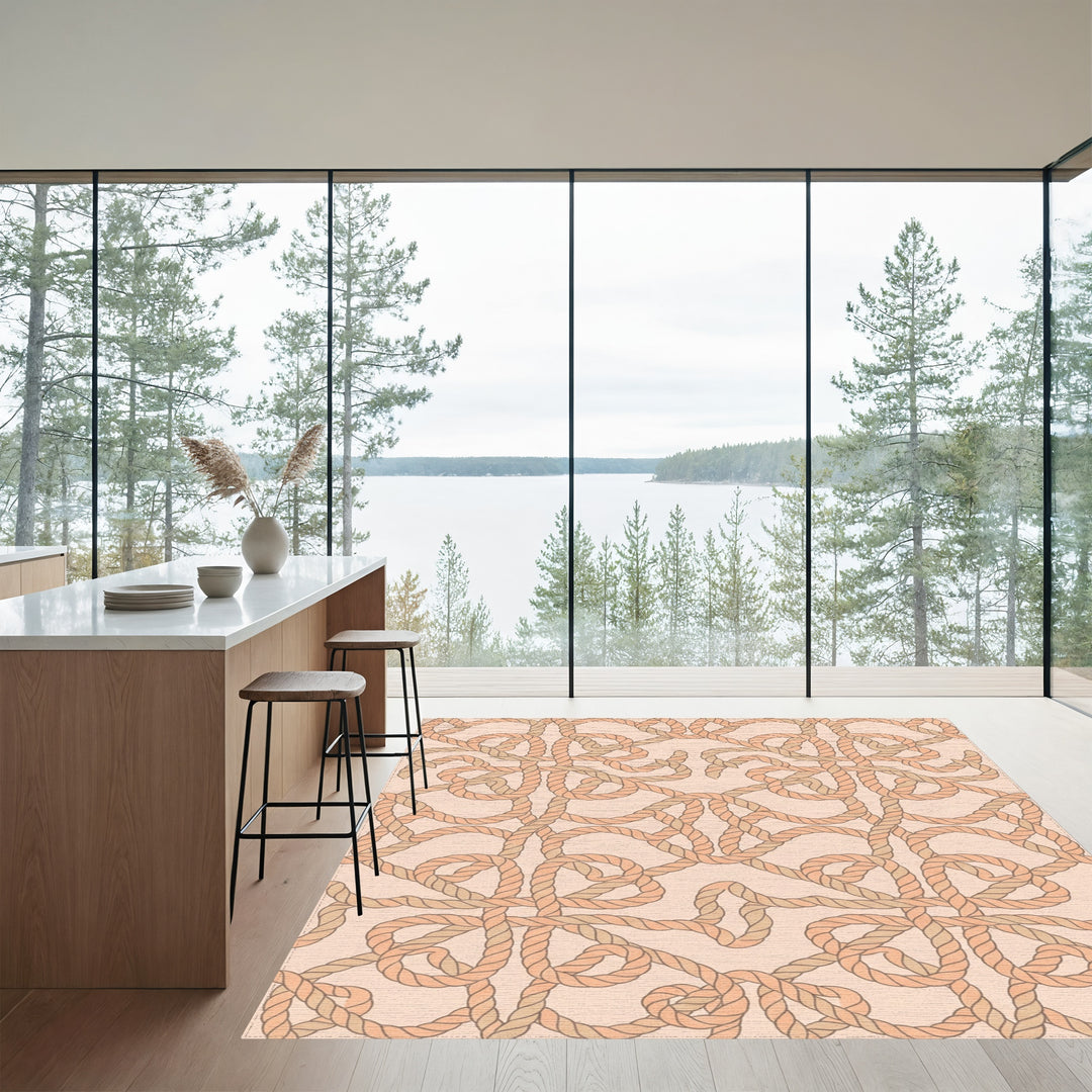 Nautical Rope Swirls Peach Rug