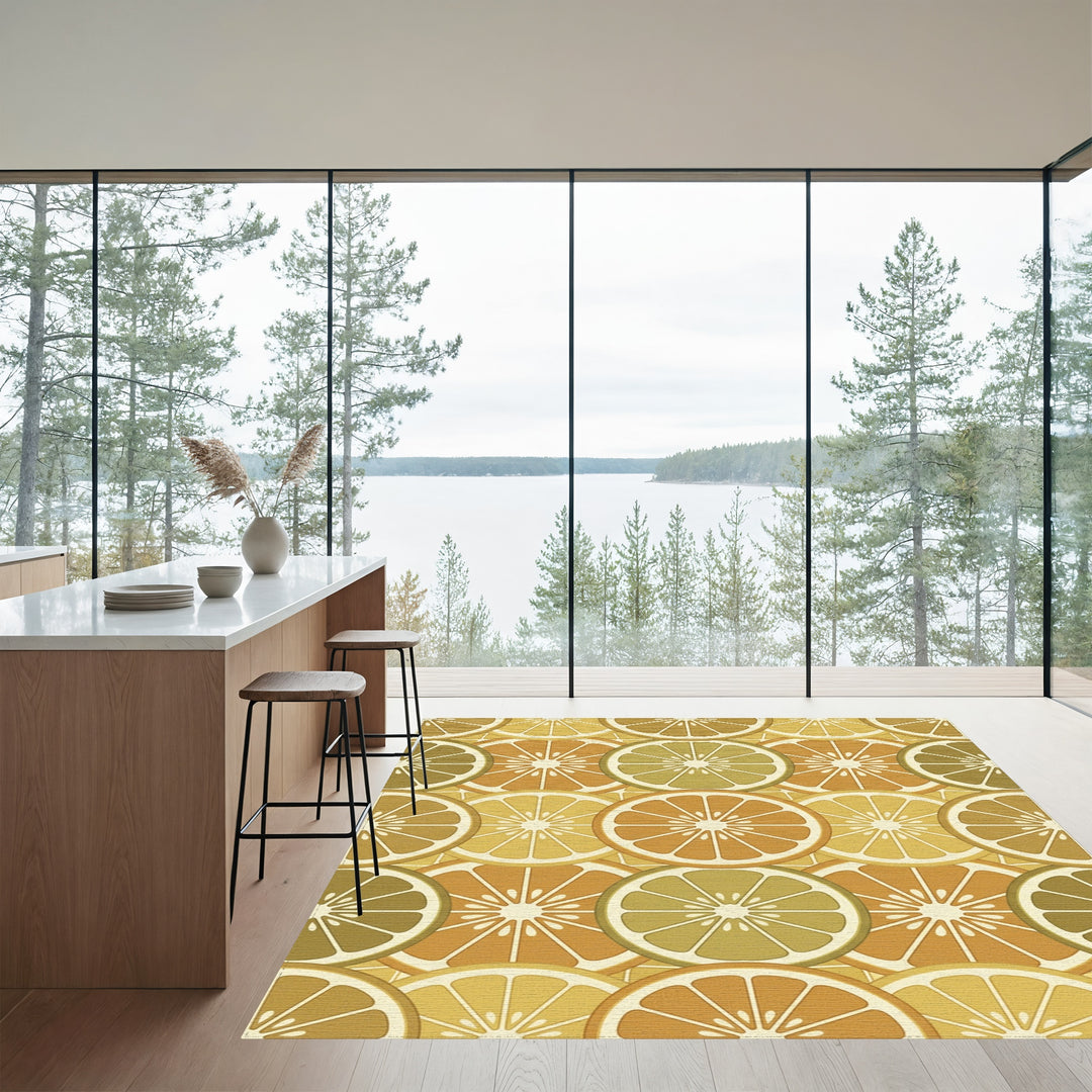 Citrus Slices Warm Tones Abstract Rug
