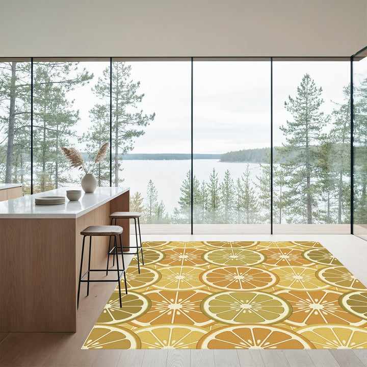Citrus Slices Warm Tones Abstract Rug