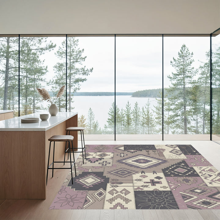 Patchwork Boho Diamond Arrows Crosses Rug