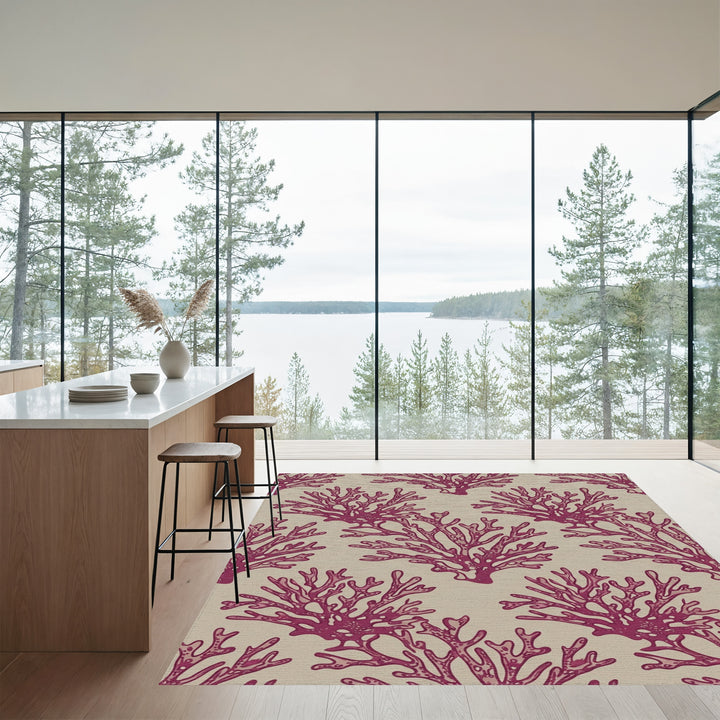 Crimson Coral Branch Repeats Rug
