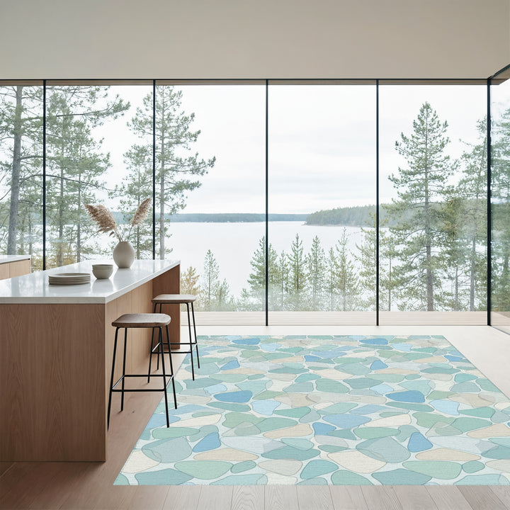 Pebble Beach Mosaic Blue Green Rug
