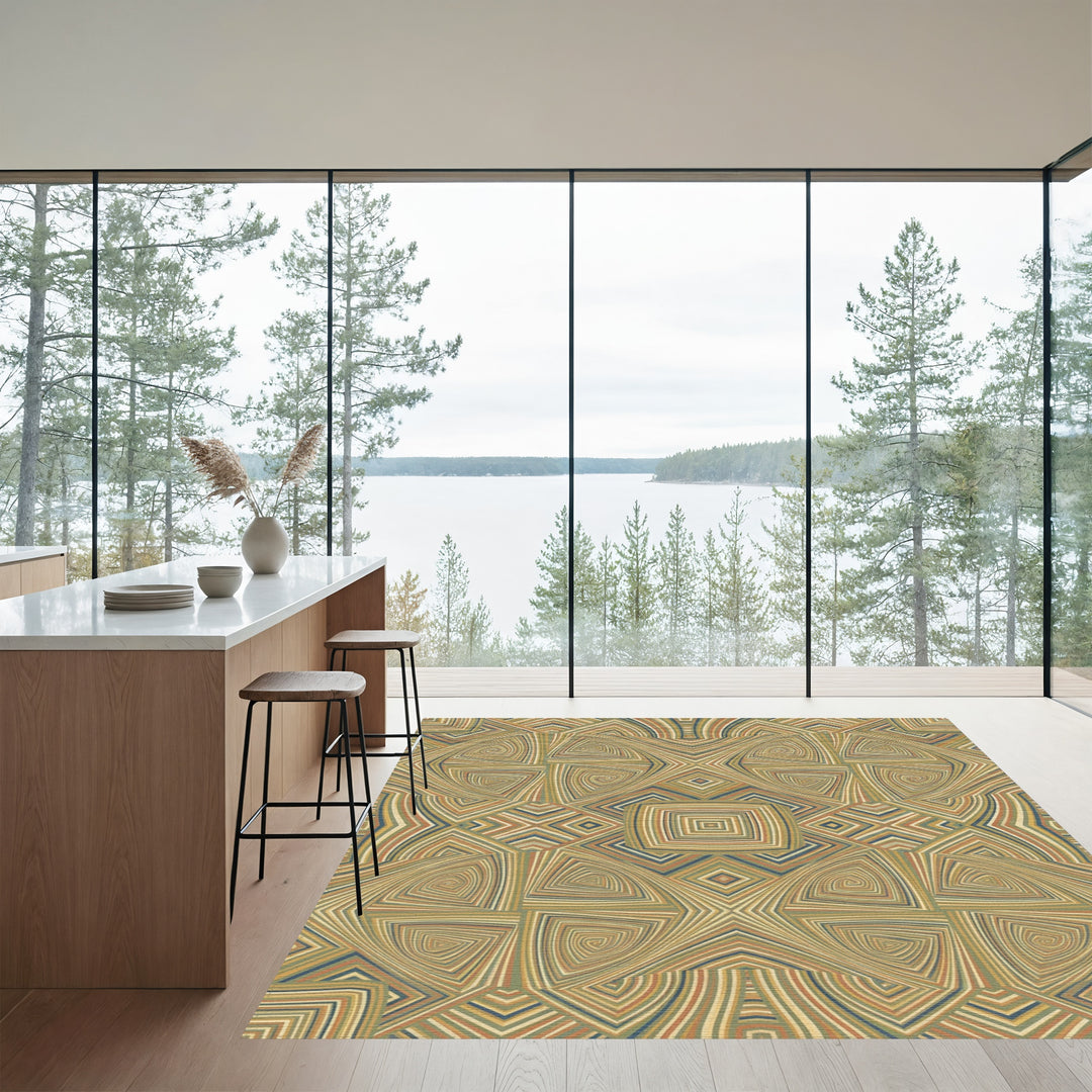 Earthy Swirl Geometric Diamond Rug