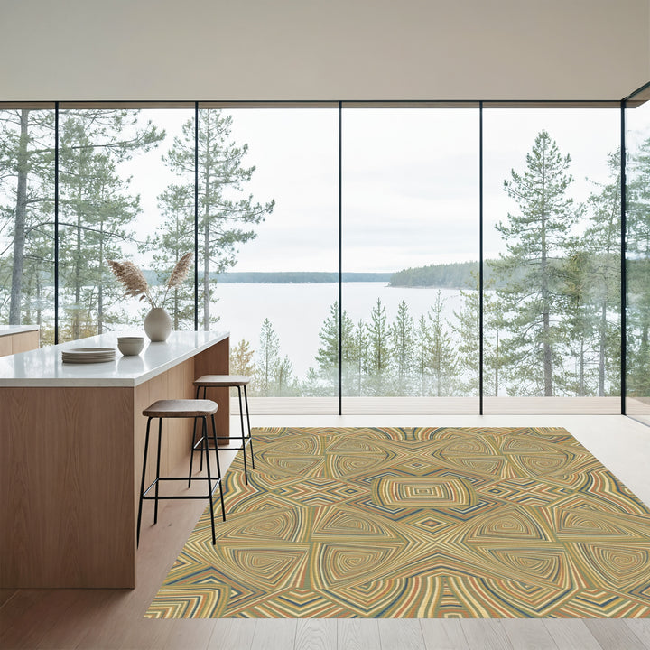 Earthy Swirl Geometric Diamond Rug