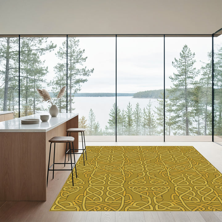 Golden Intertwined Celtic Knot Rug