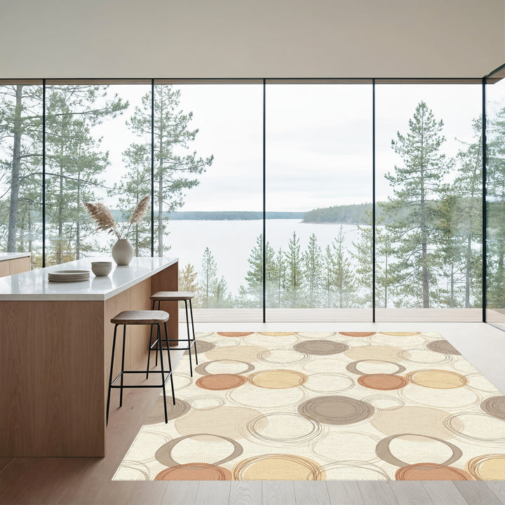 Terracotta Ochre Gray Circle Overlap Rug