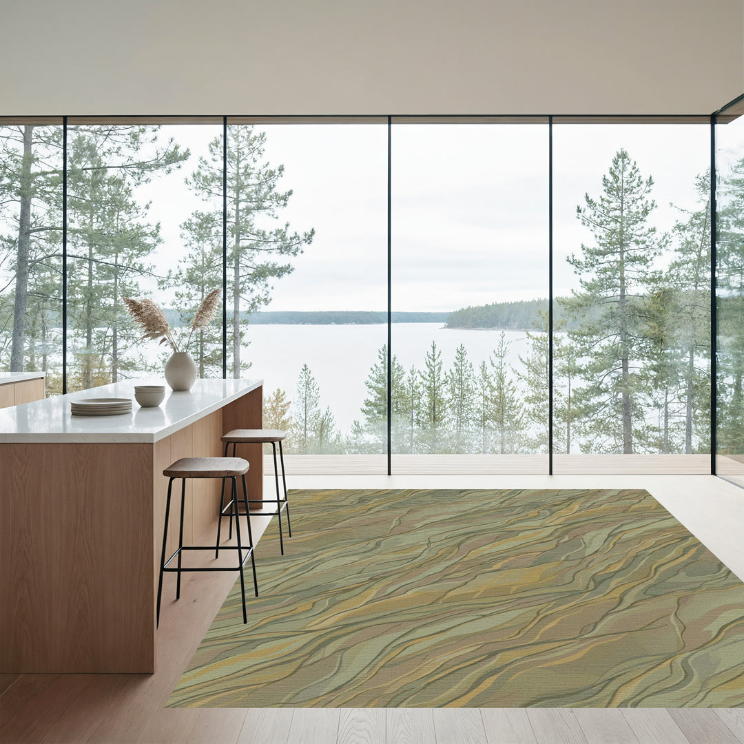 Earthy Tone Woven Wood Grain Rug