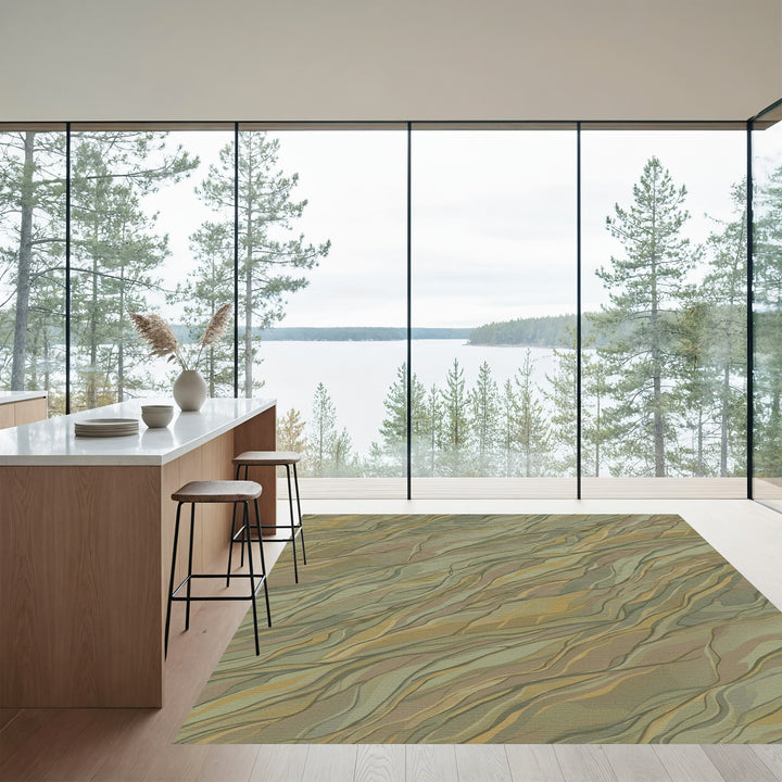 Earthy Tone Woven Wood Grain Rug