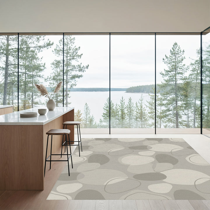Neutral Pebble Organic Overlay Rug