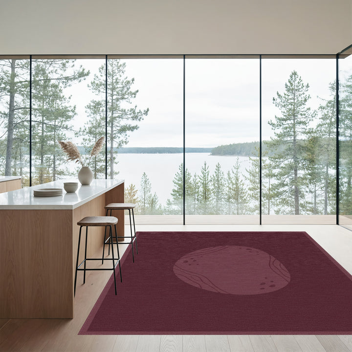 Dark Burgundy Textured Orb Rug