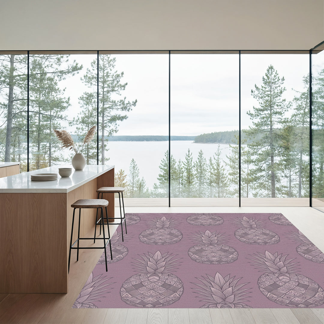 Mauve Pineapple Intricate Line Art Rug