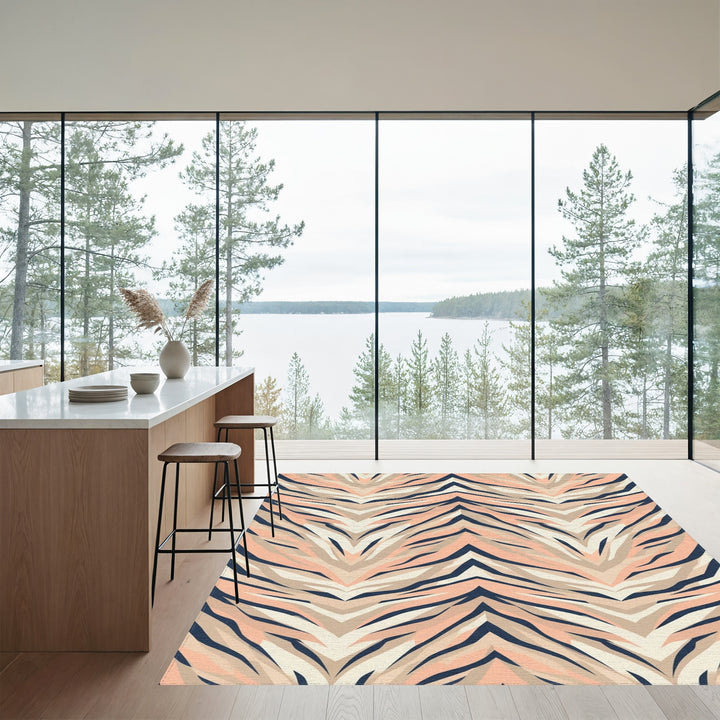 Blush Tan Tiger Stripe Chevron Rug