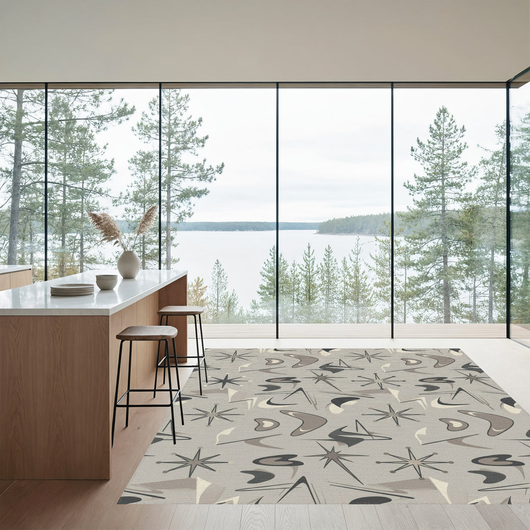 Mid Century Atomic Starburst Boomerang Rug