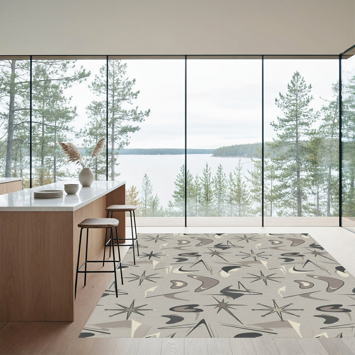 Mid Century Atomic Starburst Boomerang Rug