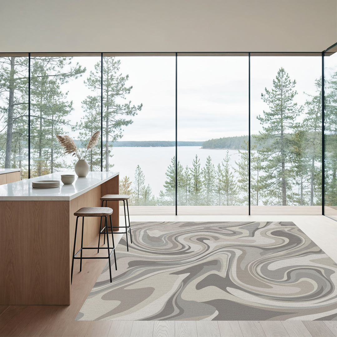 Neutral Swirl Marble Fluidity Rug