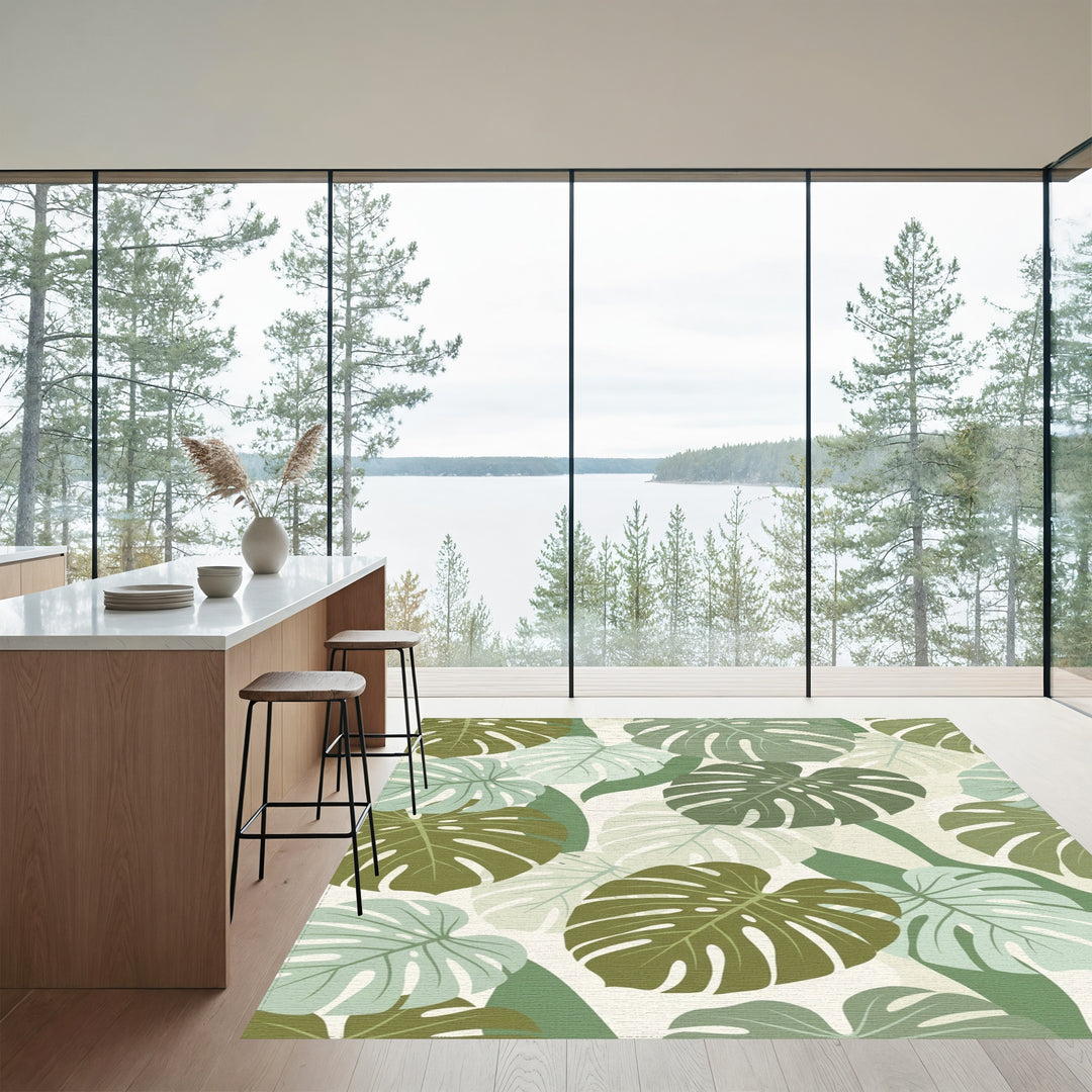 Tropical Monstera Leaf Medley Rug