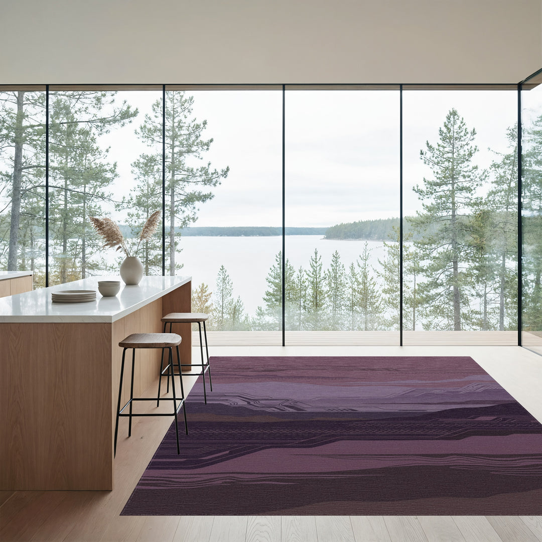 Cybernetic Plum Landscape Layers Rug
