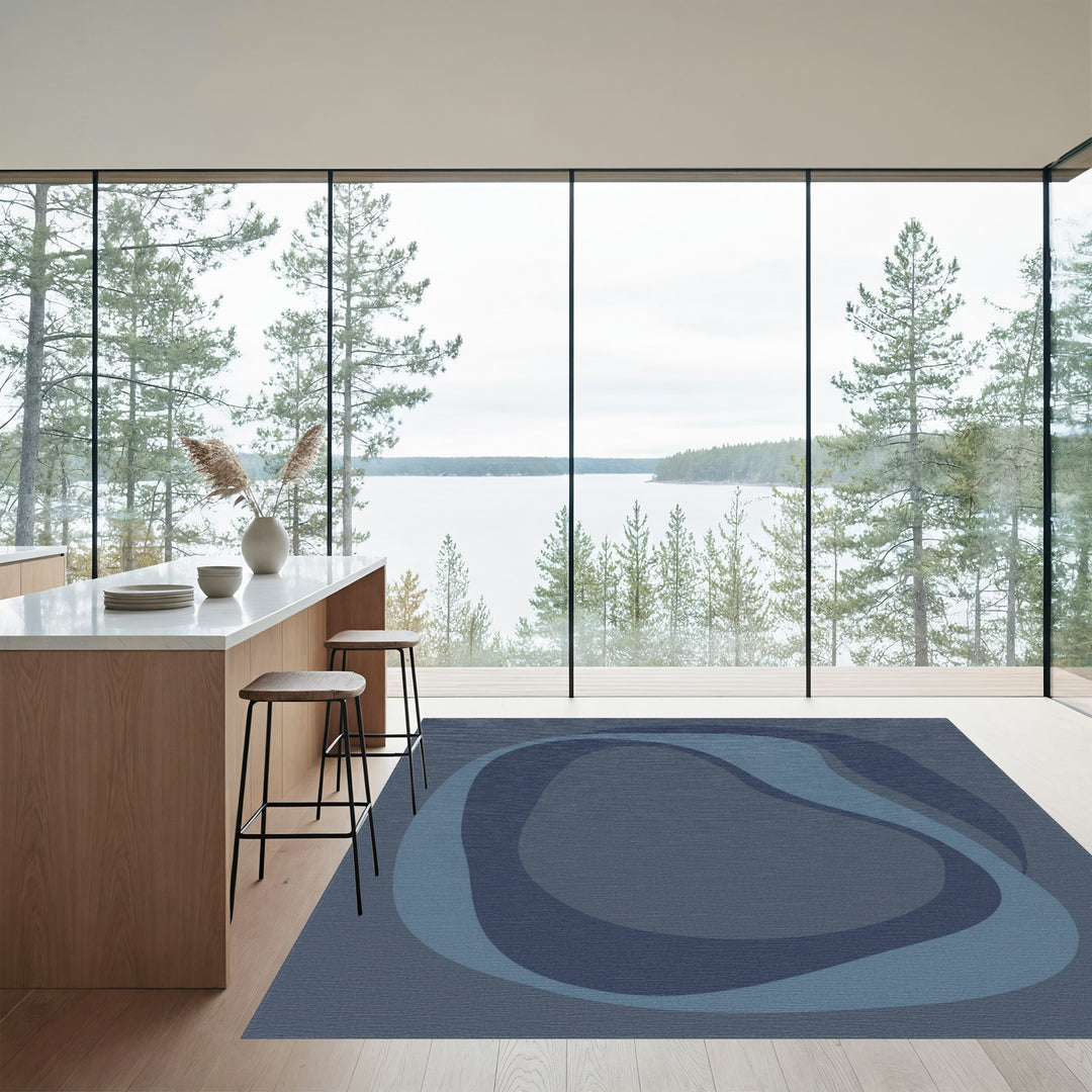 Moody Blue Organic Swirl Rug