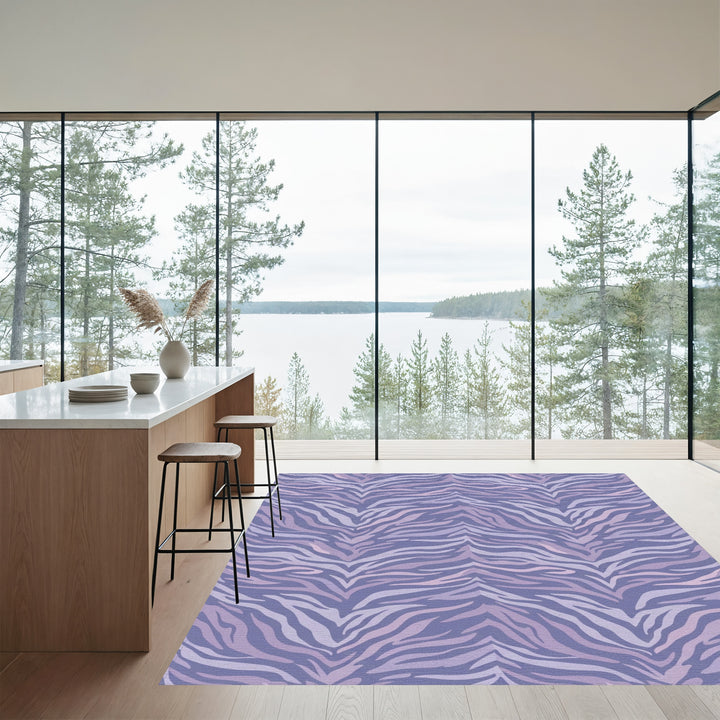 Wavy Lavender Zebra Stripes Rug